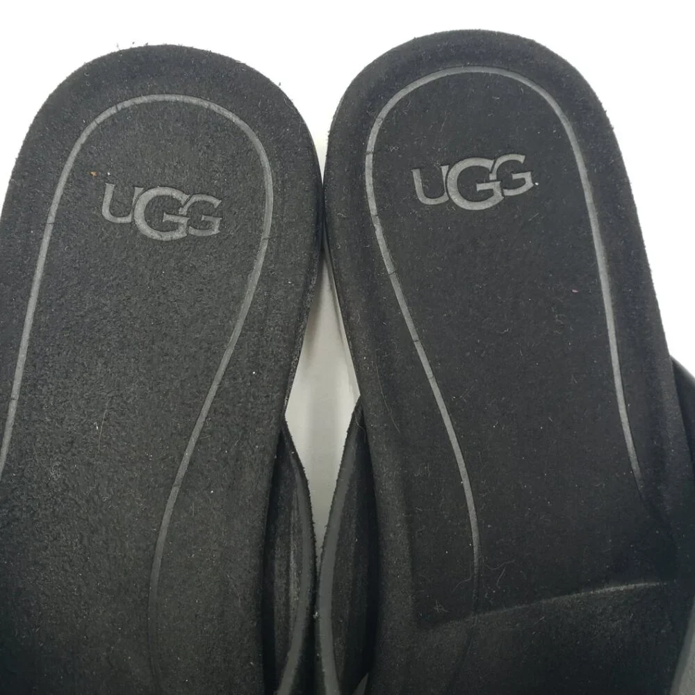 UGG Kari Criss Cross Sandals 7.5 Womens‎ Leather Slip On Black